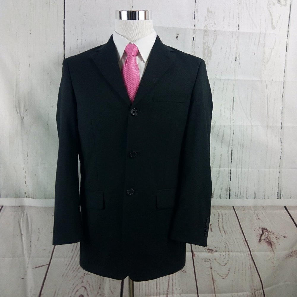 Versini 38R 3 Button Black Suit Blazer Sports Coat